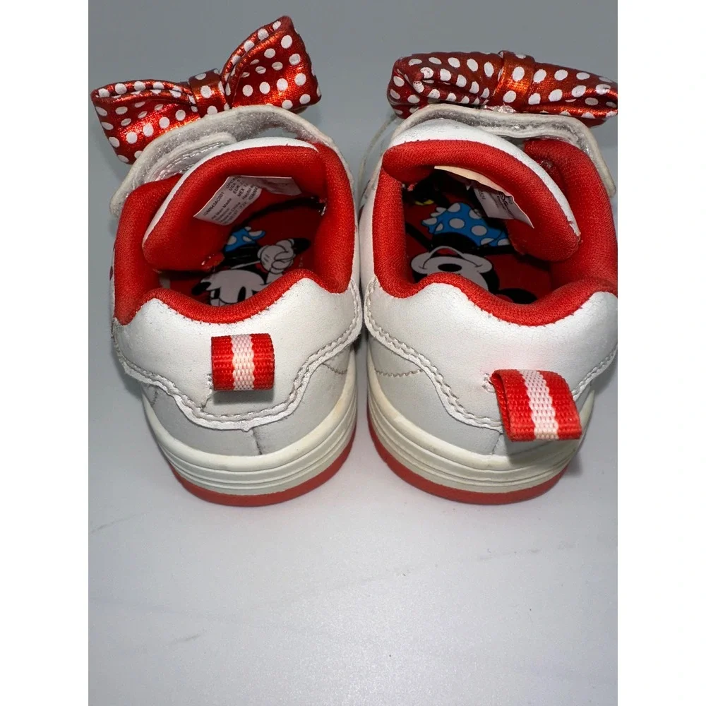 Disney Baby Minnie Mouse Sneakers White‎ Red Bow Toddler Shoes Size 5